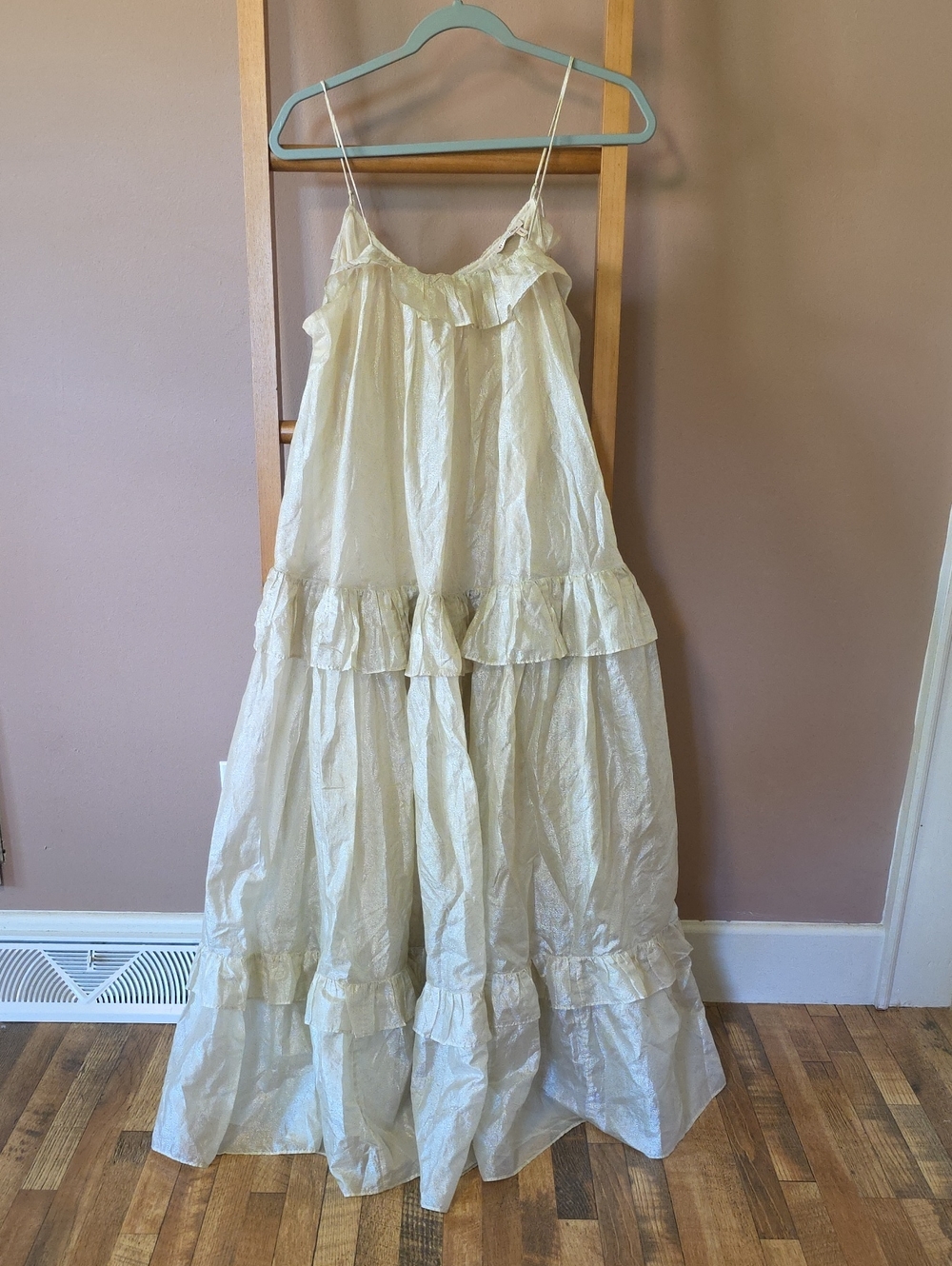 Cream Ruffle Tiered Maxi Sundress